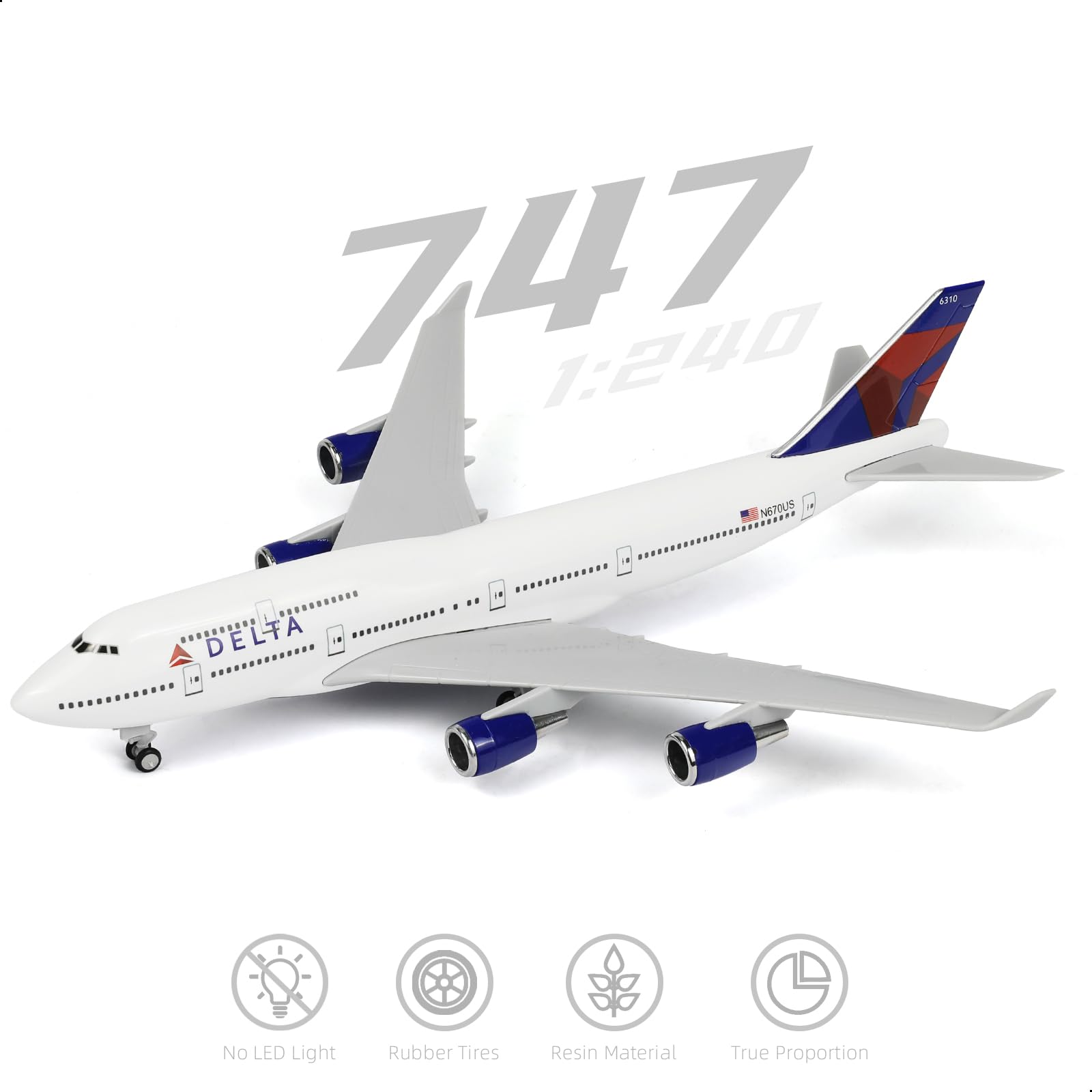 Amazon | QIYUMOKE 1/240 スケール デルタ航空 ボーイング747 航空機